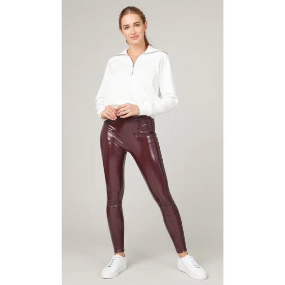 SPANX Pants - Spanx Faux Patent Leather Leggings Ruby Small Petite